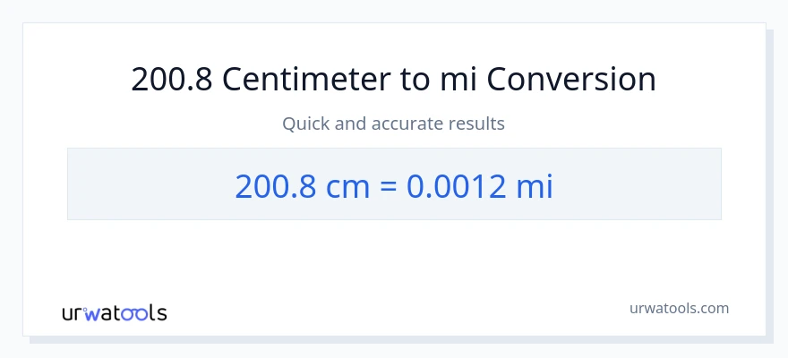 200.8 Centimeter til miles konvertering