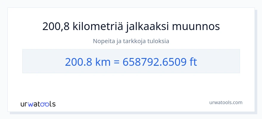200.8 kilometrejä - Jalat muunnos