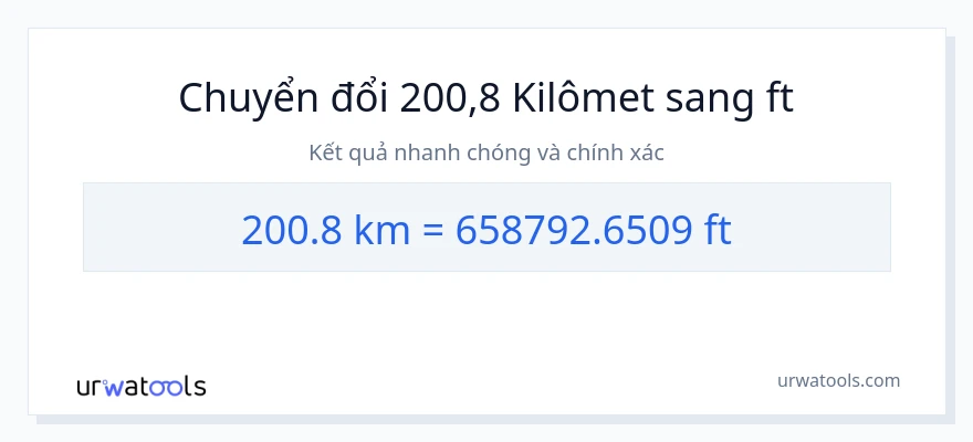 Chuyển đổi 200.8 kilômét sang Bàn chân