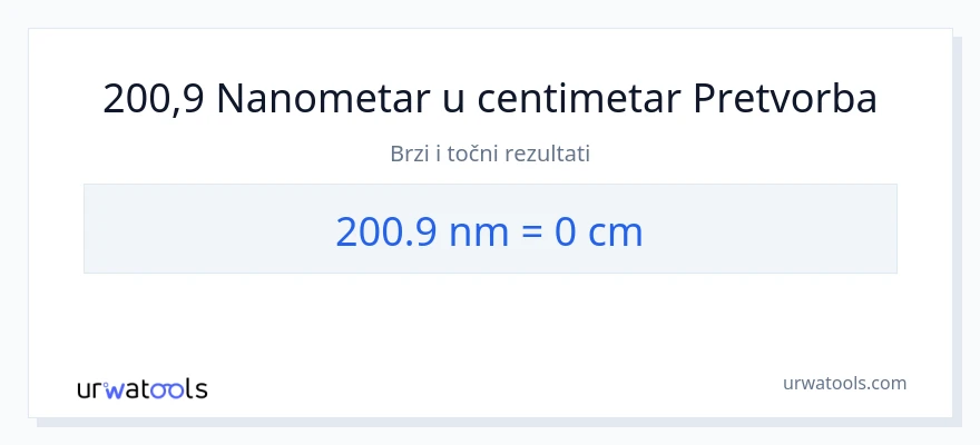 Konverzija od nanometri do Centimetri: 200.9