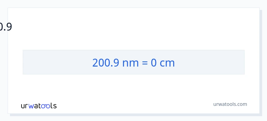 200.9 நானோமீட்டர்கள் இலிருந்து சென்டிமீட்டர்கள் வரை மாற்றம்