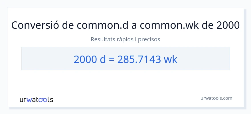 Conversió de 2000 Dies a setmanes