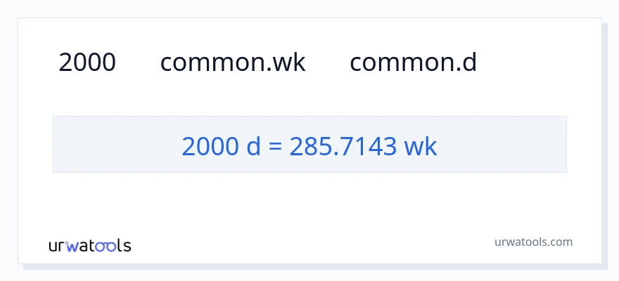 تبدیل 2000 روزها به هفته‌ها