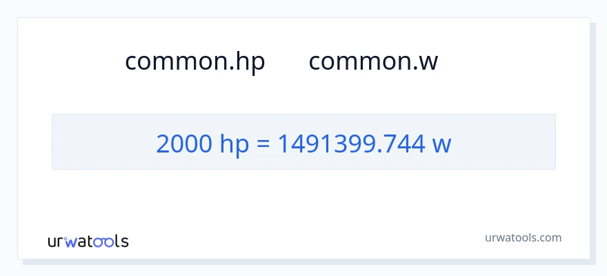 2000 હોર્સપાવર થી વોટ્સ રૂપાંતર