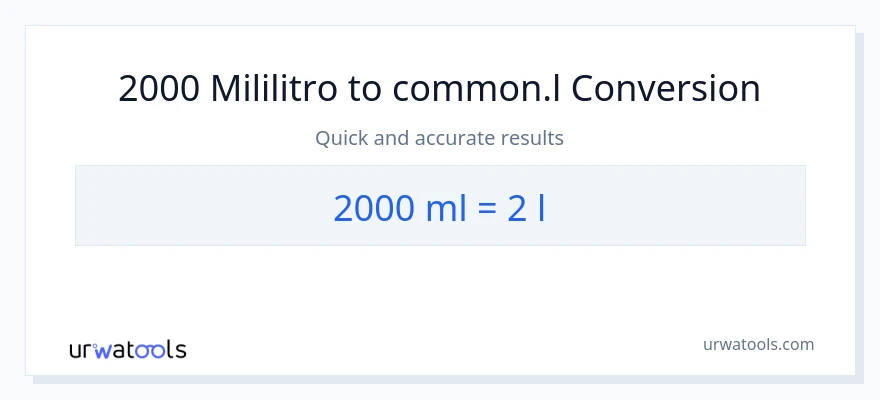 2000 mga mililitro patungong Liters na conversion