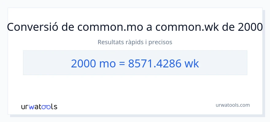 Conversió de 2000 mesos a setmanes