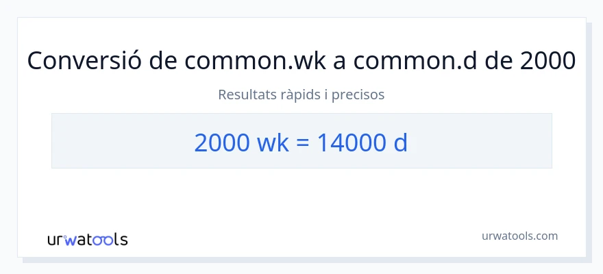 Conversió de 2000 setmanes a Dies