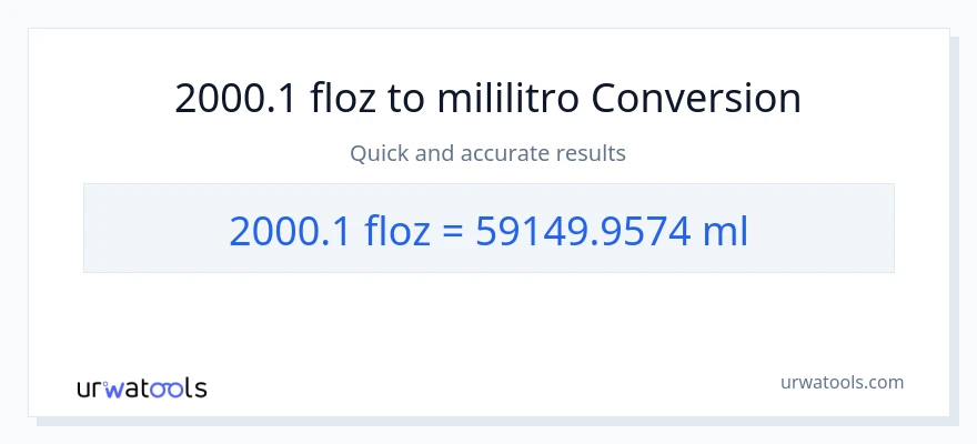 2000.1 mga onsa ng likido patungong mga mililitro na conversion