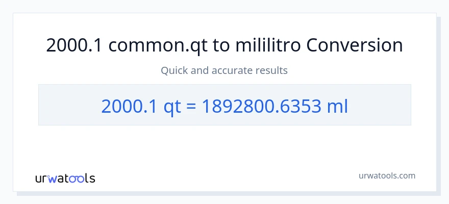 2000.1 Quarts patungong mga mililitro na conversion