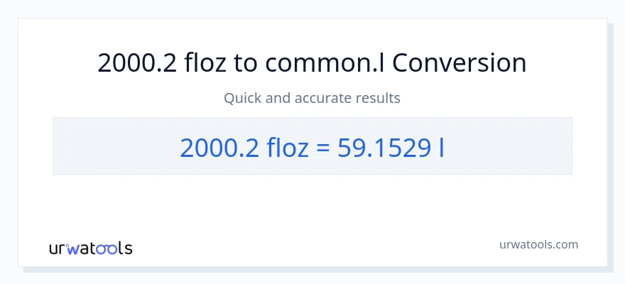 2000.2 mga onsa ng likido patungong Liters na conversion