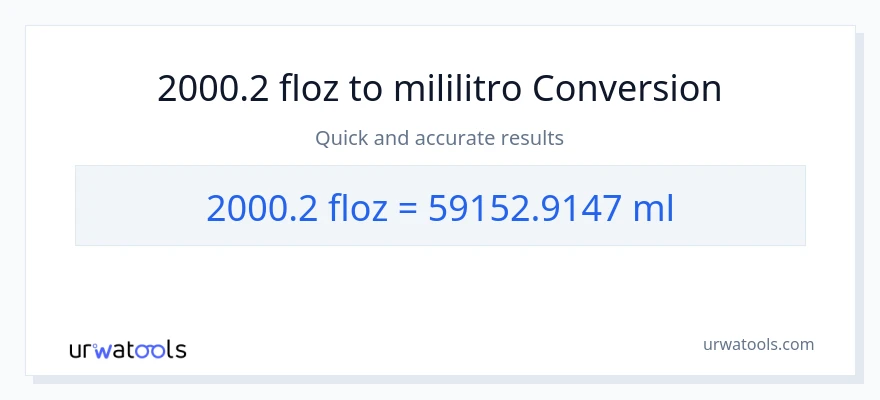 2000.2 mga onsa ng likido patungong mga mililitro na conversion