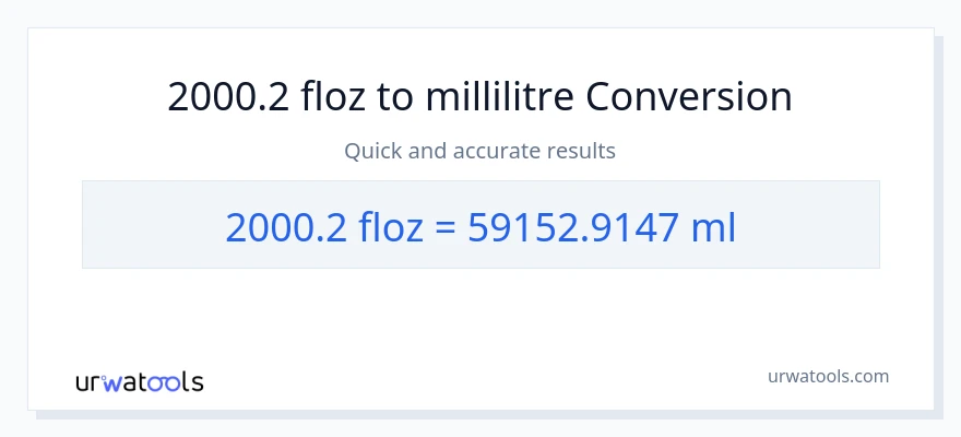 Conversion 2000.2 onces liquides vers millilitres