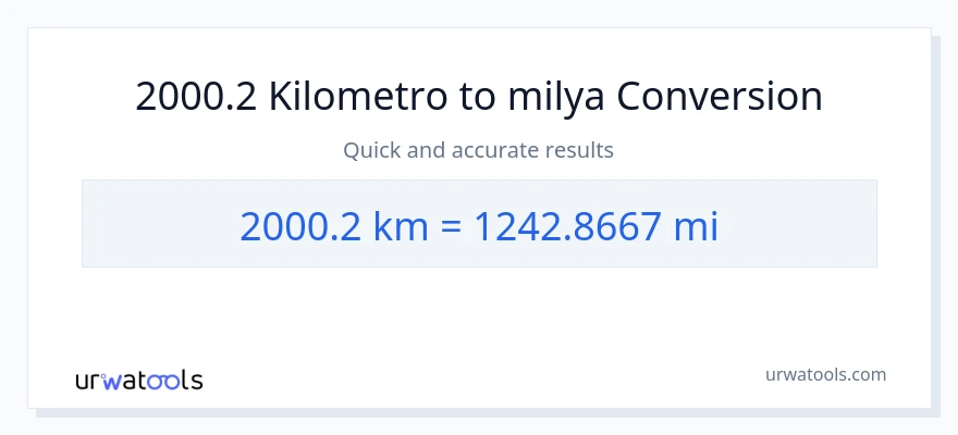 2000.2 Kilometro patungong milya na conversion