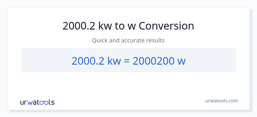 2000.2 kilowatts patungong watts na conversion