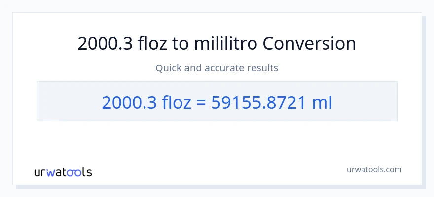 2000.3 mga onsa ng likido patungong mga mililitro na conversion