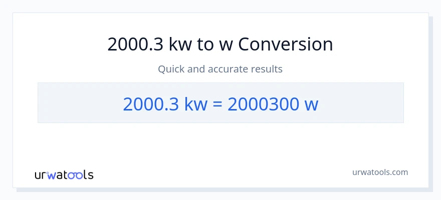 2000.3 kilowatts patungong watts na conversion