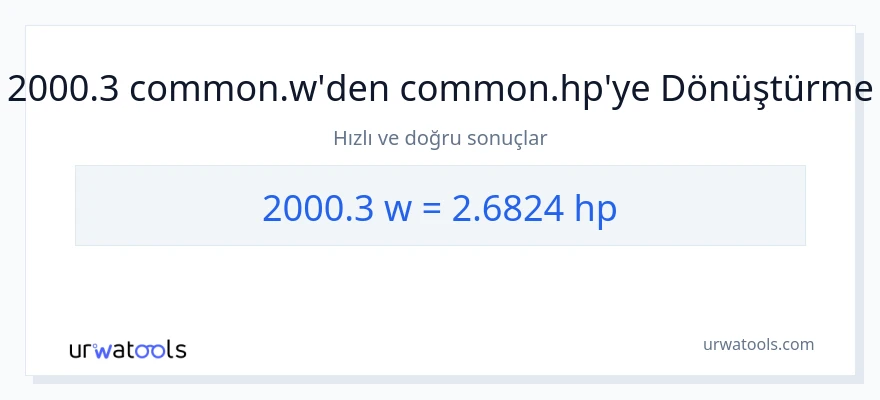 2000.3 watt'den beygir gücü'e dönüşüm