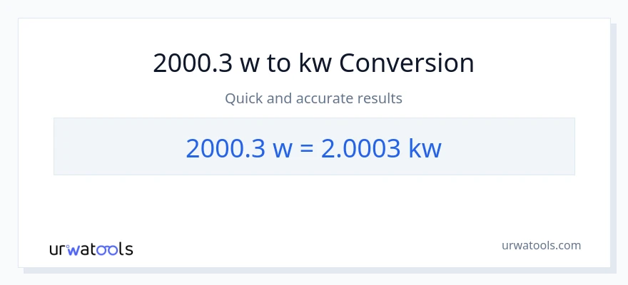 2000.3 watts patungong kilowatts na conversion