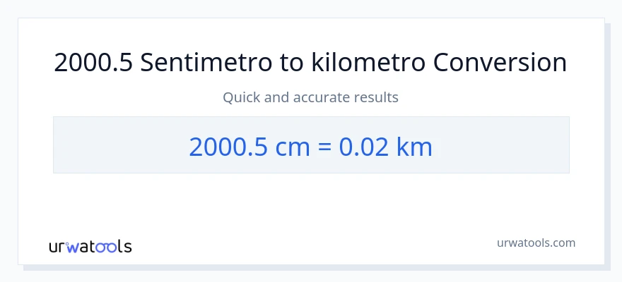 2000.5 Mga Sentimetro patungong Kilometro na conversion