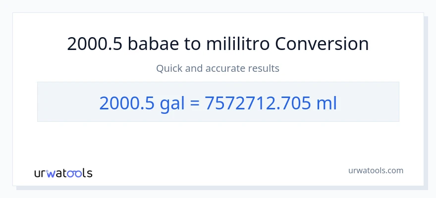 2000.5 Mga galon patungong mga mililitro na conversion
