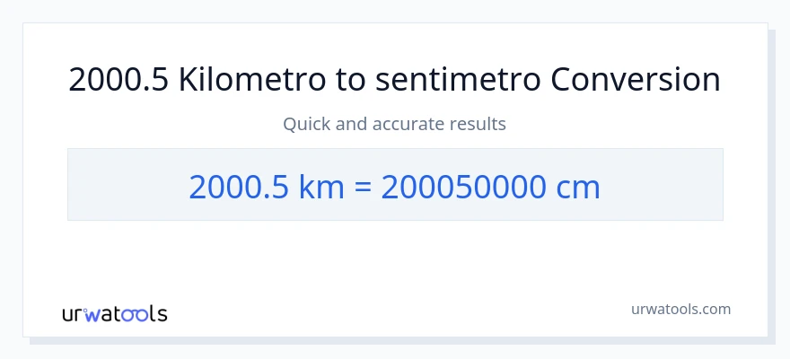 2000.5 Kilometro patungong Mga Sentimetro na conversion