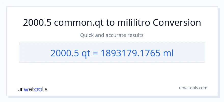 2000.5 Quarts patungong mga mililitro na conversion