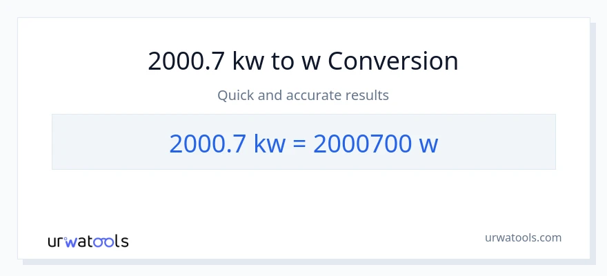 2000.7 kilowatts patungong watts na conversion