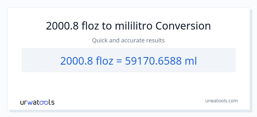 2000.8 mga onsa ng likido patungong mga mililitro na conversion