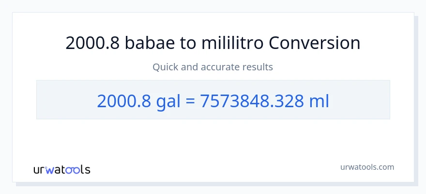2000.8 Mga galon patungong mga mililitro na conversion