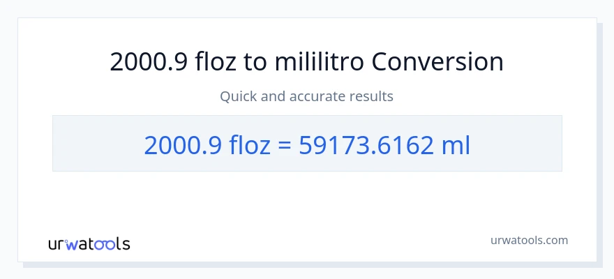 2000.9 mga onsa ng likido patungong mga mililitro na conversion