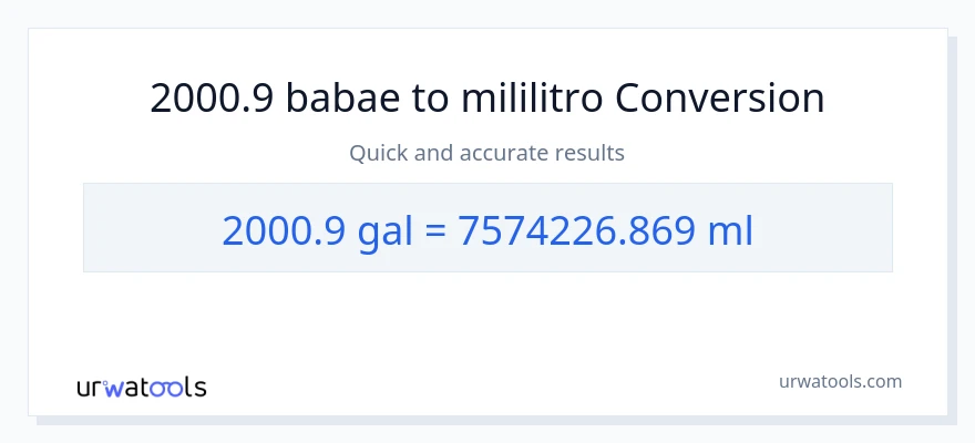 2000.9 Mga galon patungong mga mililitro na conversion