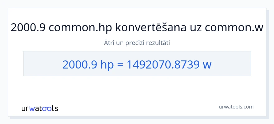 2000.9 zirgspēki uz vati konversiju