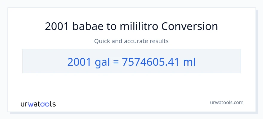 2001 Mga galon patungong mga mililitro na conversion