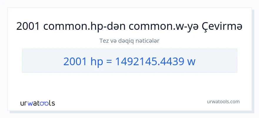 2001 at gücü-dən vatt-ə çevrilmə