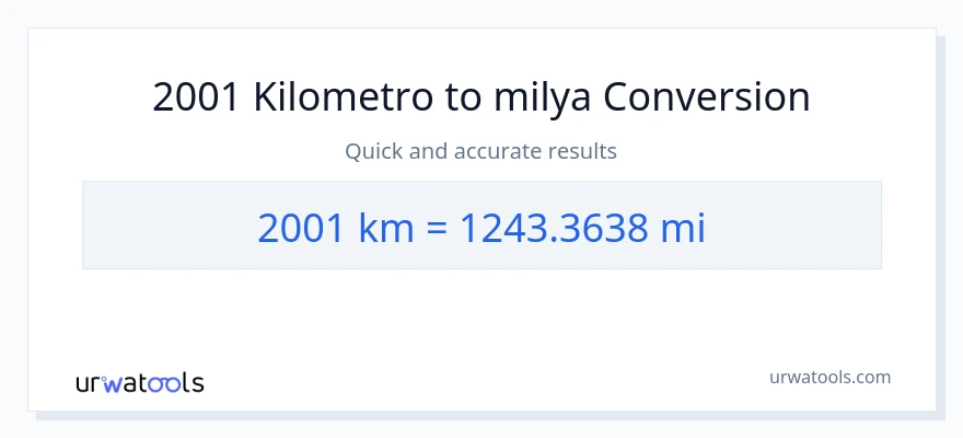 2001 Kilometro patungong milya na conversion