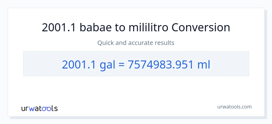 2001.1 Mga galon patungong mga mililitro na conversion