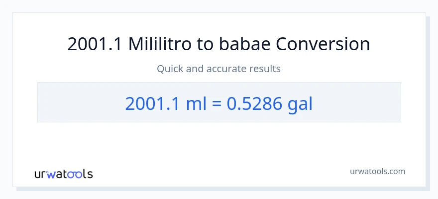 2001.1 mga mililitro patungong Mga galon na conversion