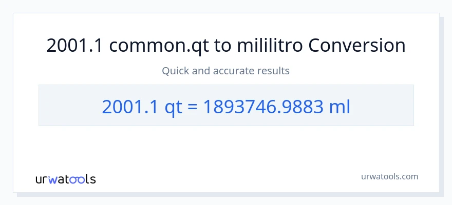 2001.1 Quarts patungong mga mililitro na conversion