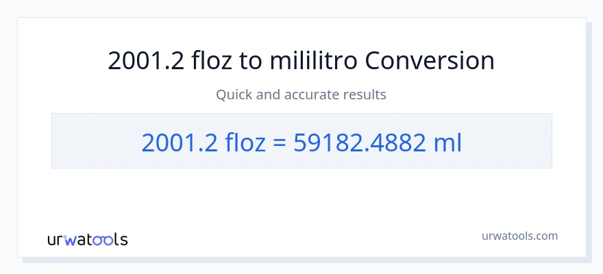 2001.2 mga onsa ng likido patungong mga mililitro na conversion