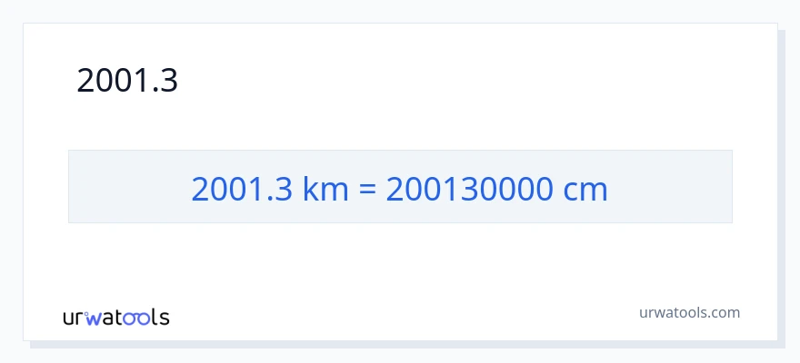 2001.3 কিলোমিটার থেকে সেন্টিমিটার রূপান্তর