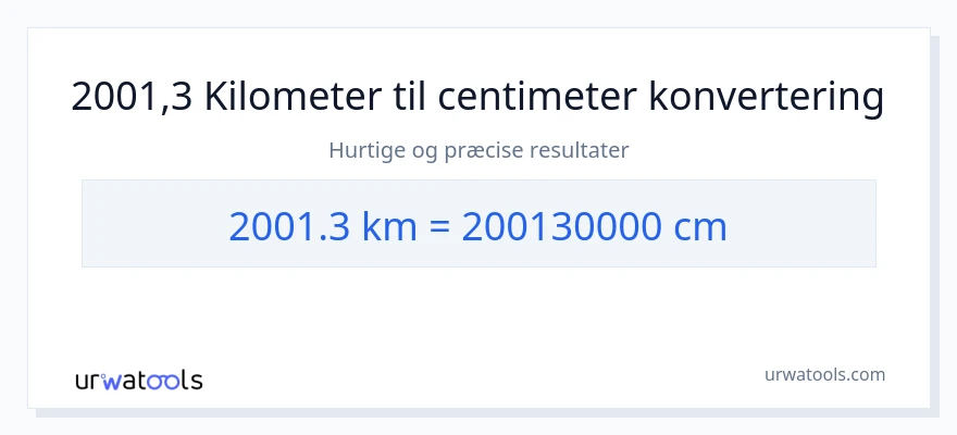 2001.3 kilometer til Centimeter konvertering