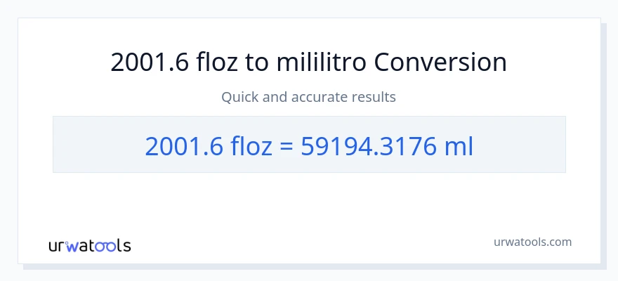 2001.6 mga onsa ng likido patungong mga mililitro na conversion