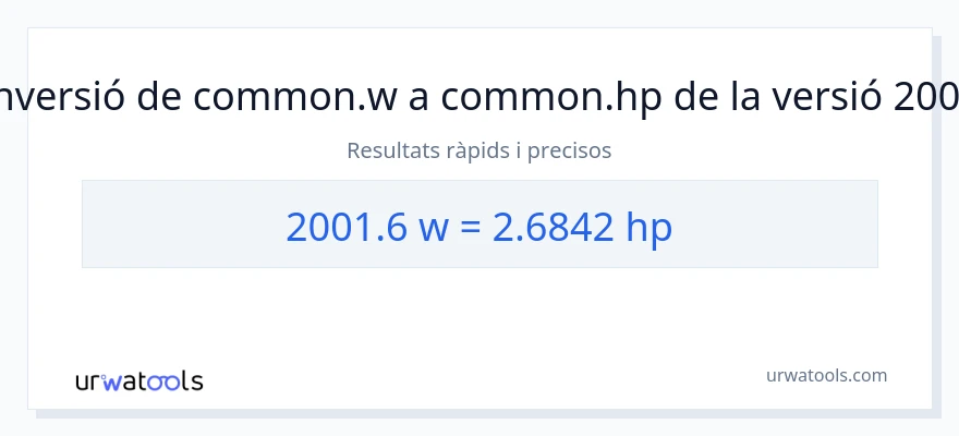 Conversió de 2001.6 watts a cavalls de força