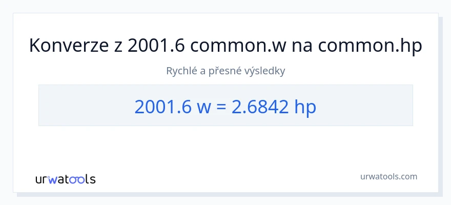 Konverze z watty na koňská síla: 2001.6