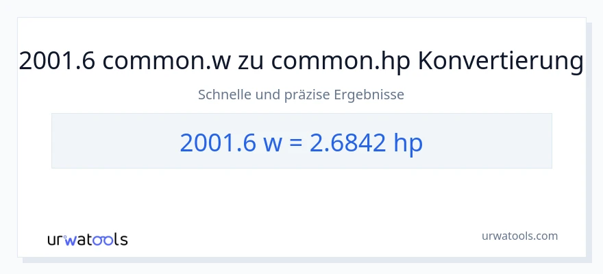 2001.6 Watt zu PS Umwandlung