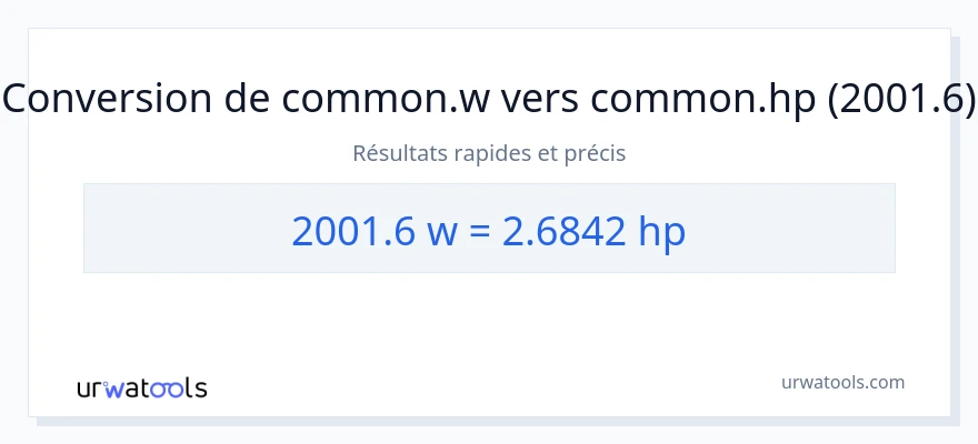 Conversion 2001.6 watts vers chevaux-vapeur