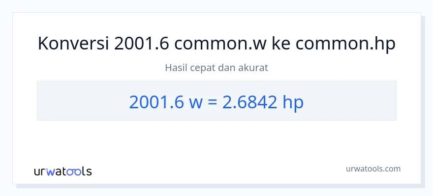 Konversi 2001.6 watt ke daya kuda