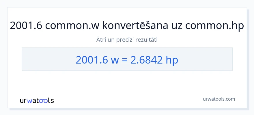 2001.6 vati uz zirgspēki konversiju