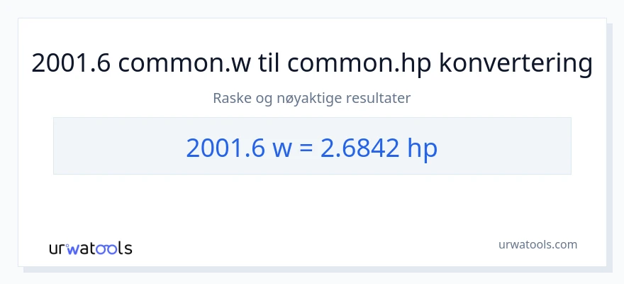 2001.6 watt til hestekrefter konvertering