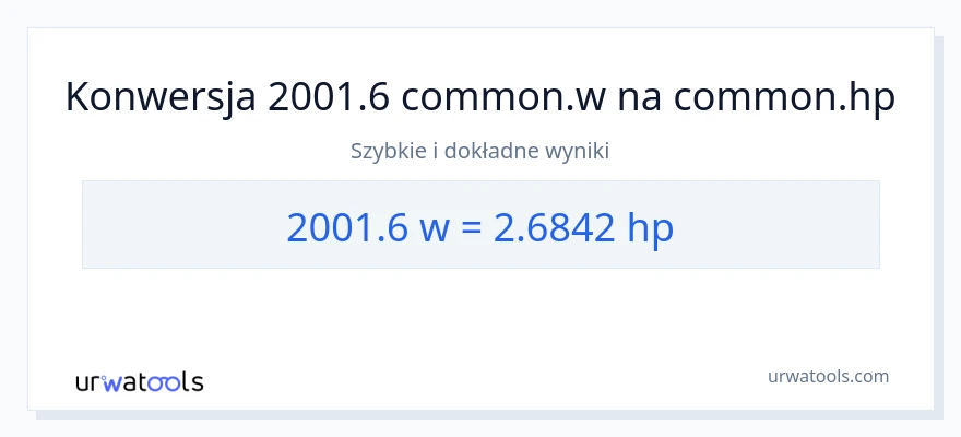 Konwersja 2001.6 watów do moc w koniach mechanicznych